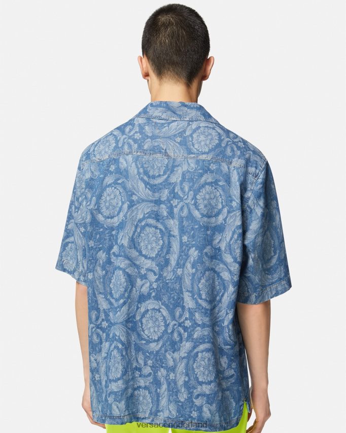 Versace Denim overhemd in baroksilhouet Heren blauw & afdrukken kleding J2T4F41298
