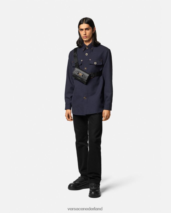 Versace Medusa pied-de-poule overshirt Heren blauw kleding J2T4F41322