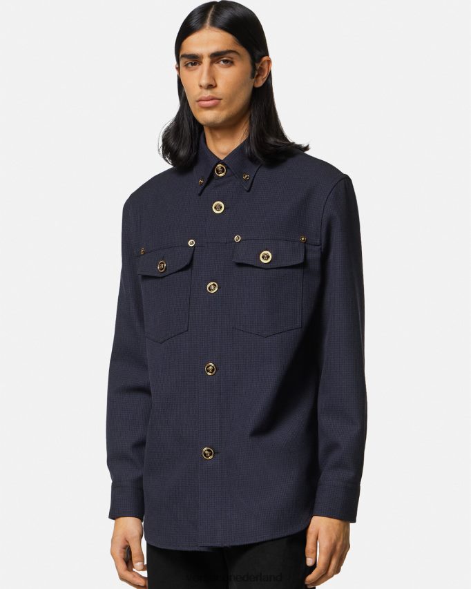Versace Medusa pied-de-poule overshirt Heren blauw kleding J2T4F41322