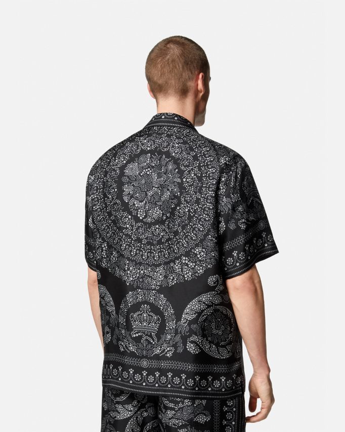 Versace Zijden overhemd in Barocco-silhouet Heren afdrukken kleding J2T4F41315