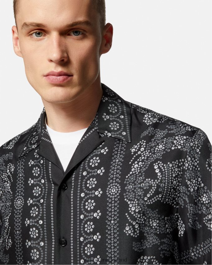 Versace Zijden overhemd in Barocco-silhouet Heren afdrukken kleding J2T4F41315