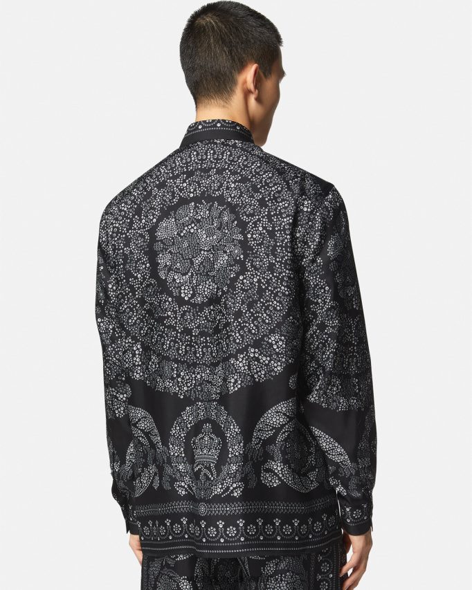 Versace Zijden overhemd in Barocco-silhouet Heren afdrukken kleding J2T4F41316