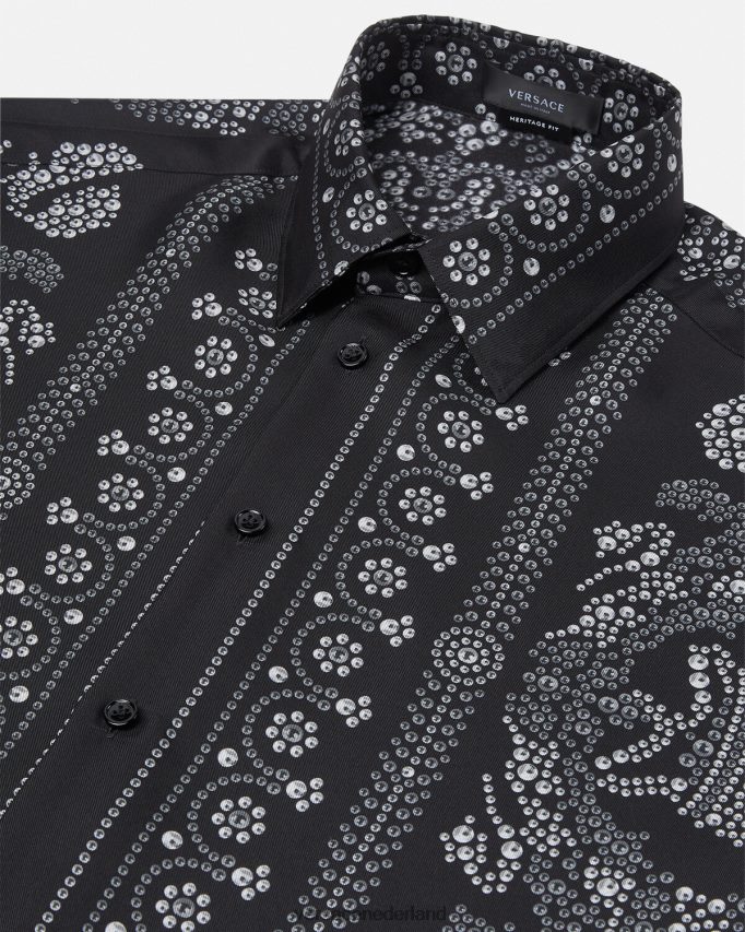 Versace Zijden overhemd in Barocco-silhouet Heren afdrukken kleding J2T4F41316