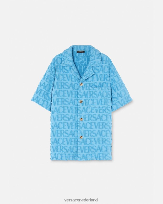Versace all-over handdoek-overshirt Heren lichtblauw kleding J2T4F41280