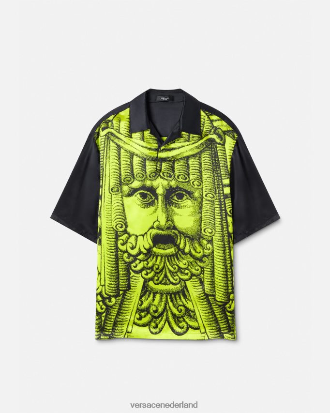 Versace la maschera poloshirt met korte mouwen Heren zwart en limoen kleding J2T4F41310