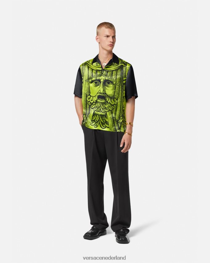 Versace la maschera poloshirt met korte mouwen Heren zwart en limoen kleding J2T4F41310