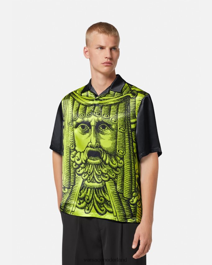 Versace la maschera poloshirt met korte mouwen Heren zwart en limoen kleding J2T4F41310