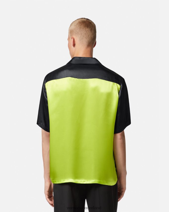 Versace la maschera poloshirt met korte mouwen Heren zwart en limoen kleding J2T4F41310