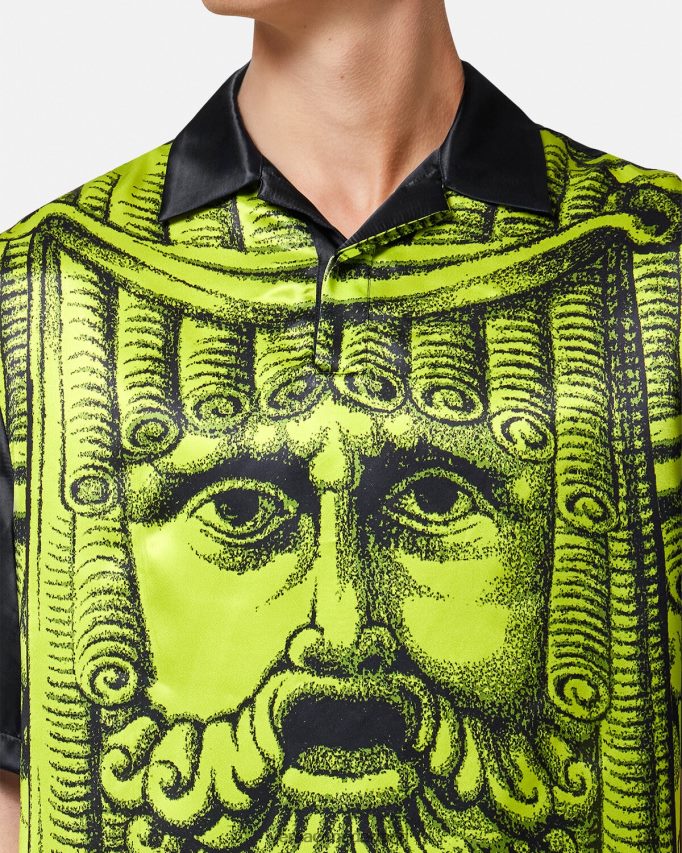 Versace la maschera poloshirt met korte mouwen Heren zwart en limoen kleding J2T4F41310