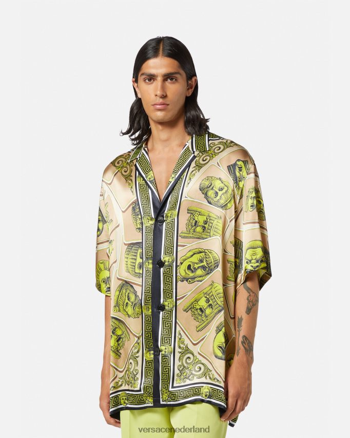 Versace le maschere oversized zijden overhemd Heren afdrukken kleding J2T4F41308