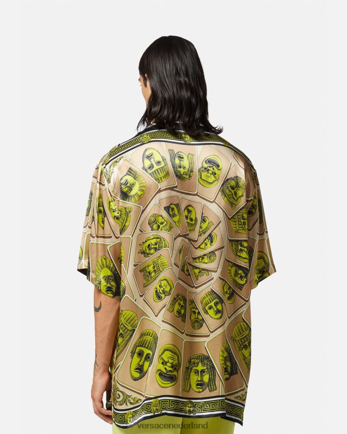 Versace le maschere oversized zijden overhemd Heren afdrukken kleding J2T4F41308