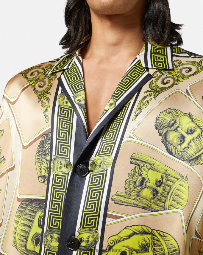 Versace le maschere oversized zijden overhemd Heren afdrukken kleding J2T4F41308