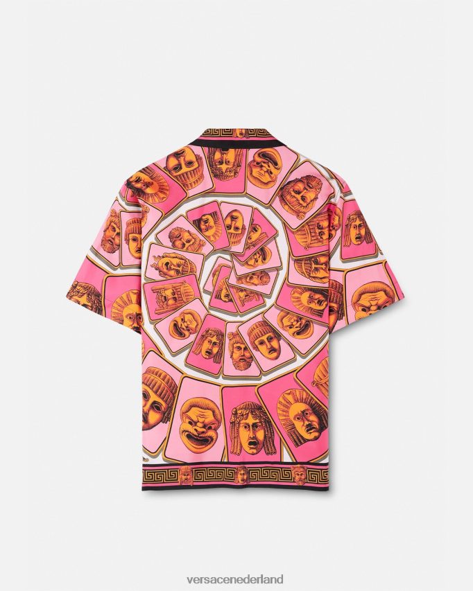 Versace le maschere zijden overhemd Heren roze & print kleding J2T4F41307
