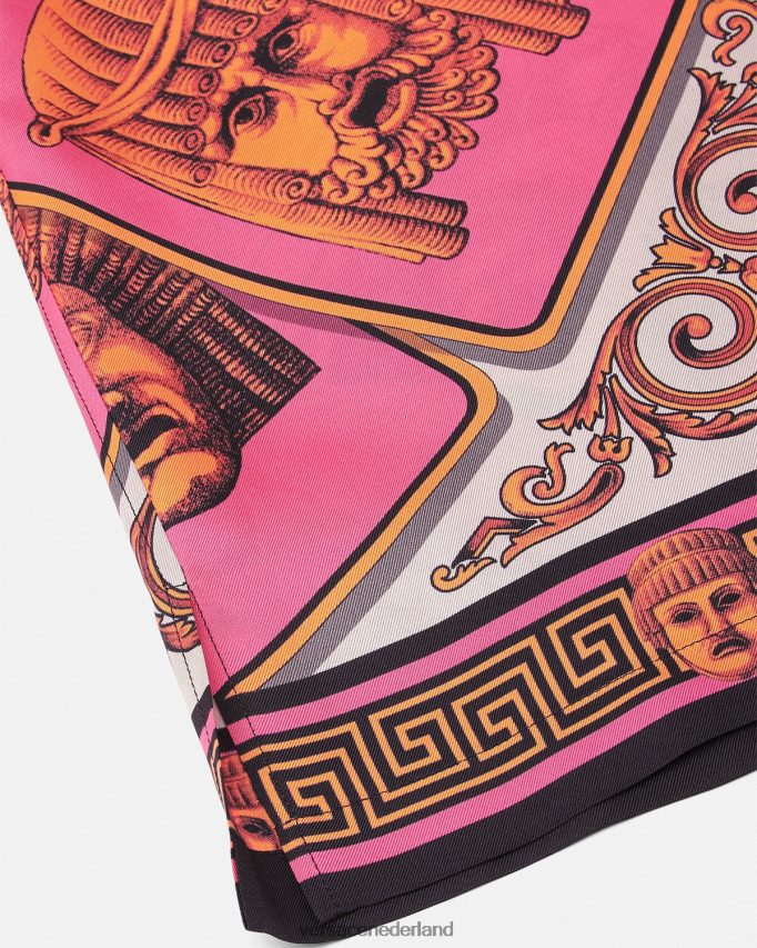 Versace le maschere zijden overhemd Heren roze & print kleding J2T4F41307