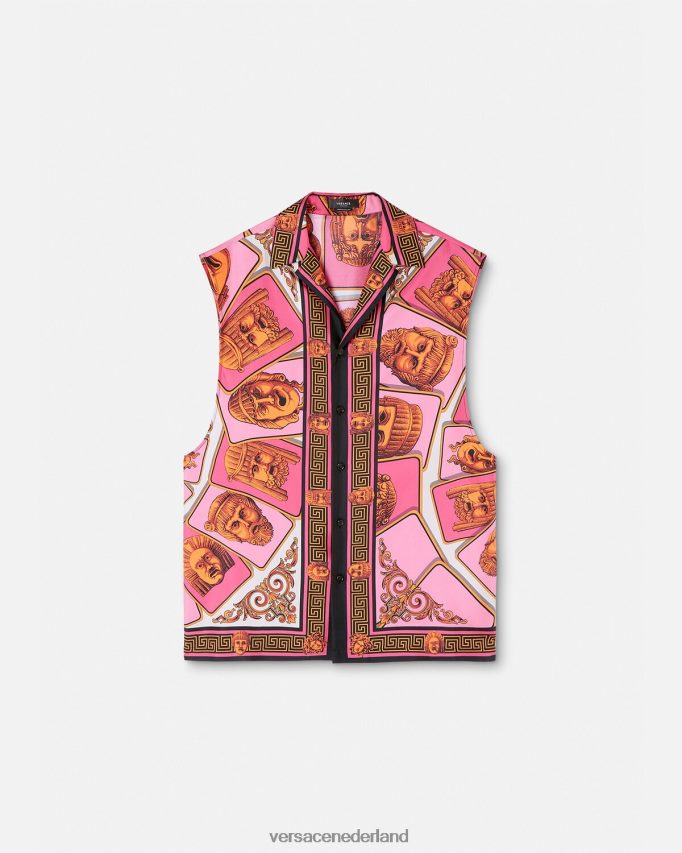 Versace mouwloos zijden overhemd van le maschere Heren roze & print kleding J2T4F41304