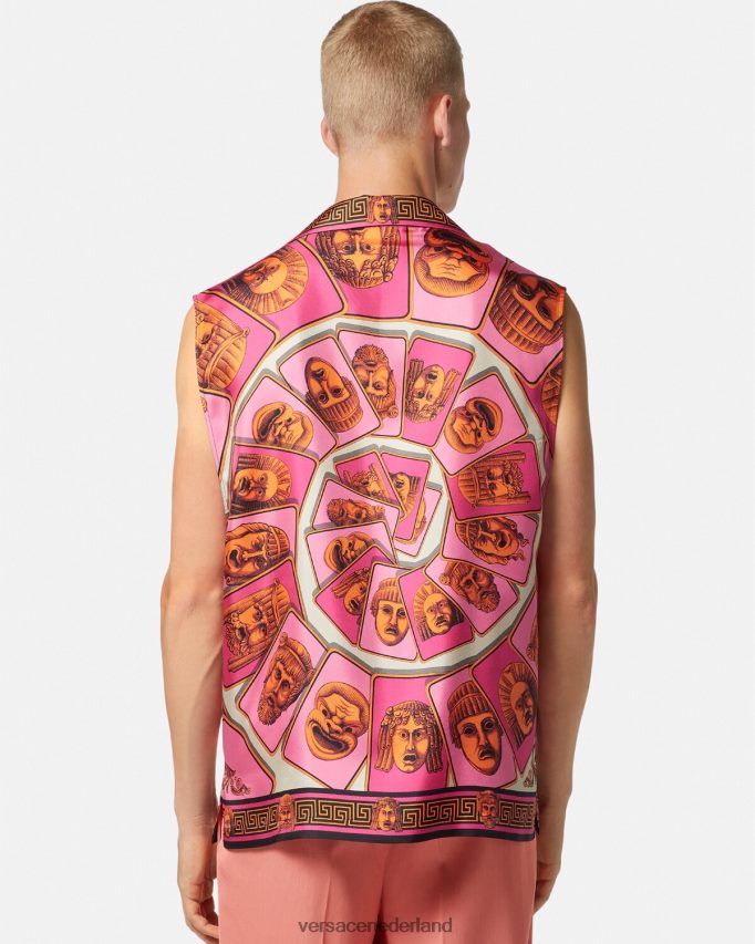 Versace mouwloos zijden overhemd van le maschere Heren roze & print kleding J2T4F41304