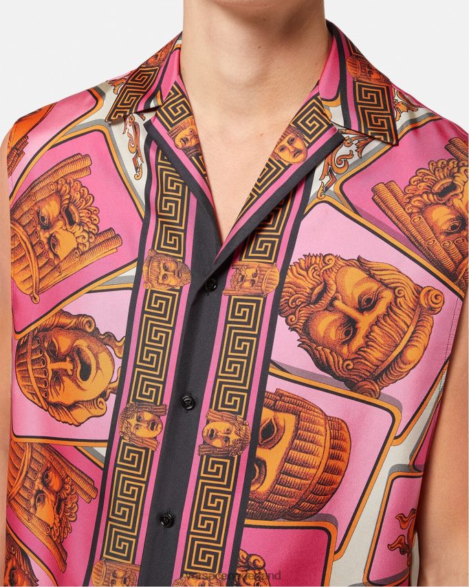 Versace mouwloos zijden overhemd van le maschere Heren roze & print kleding J2T4F41304