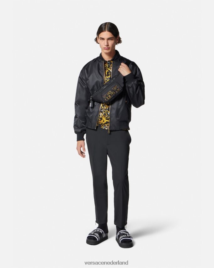 Versace Couture-poloshirt met logo Heren zwart goud kleding J2T4F42391