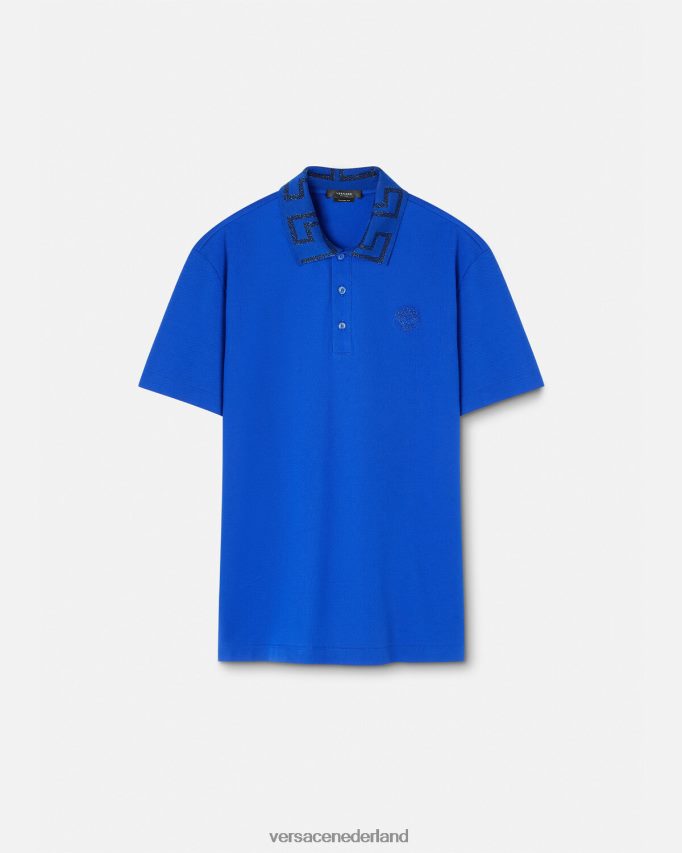 Versace Greca poloshirt met korte mouwen Heren blauw kleding J2T4F41386