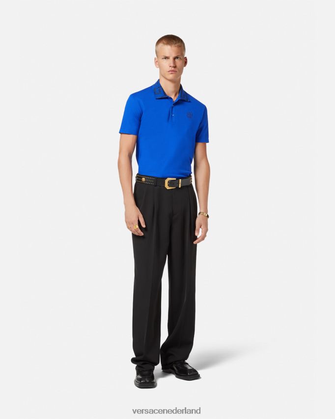 Versace Greca poloshirt met korte mouwen Heren blauw kleding J2T4F41386