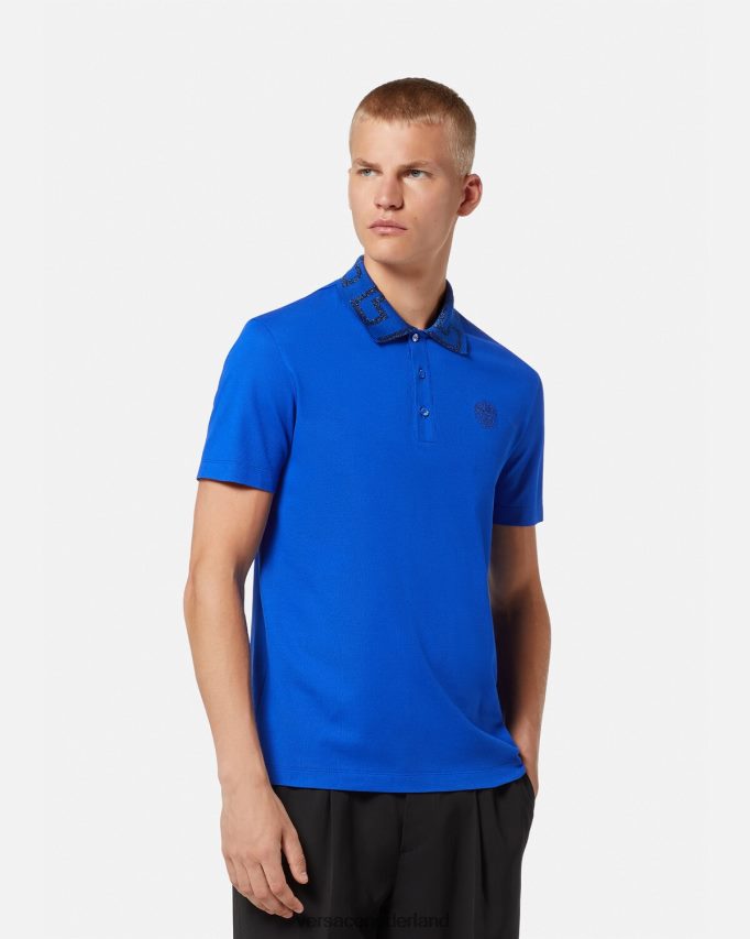 Versace Greca poloshirt met korte mouwen Heren blauw kleding J2T4F41386