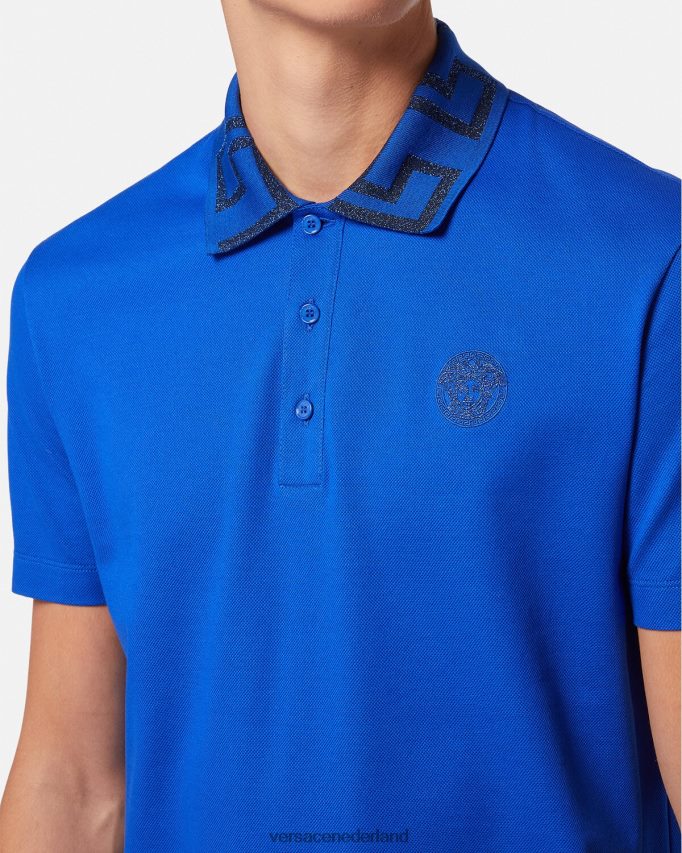 Versace Greca poloshirt met korte mouwen Heren blauw kleding J2T4F41386
