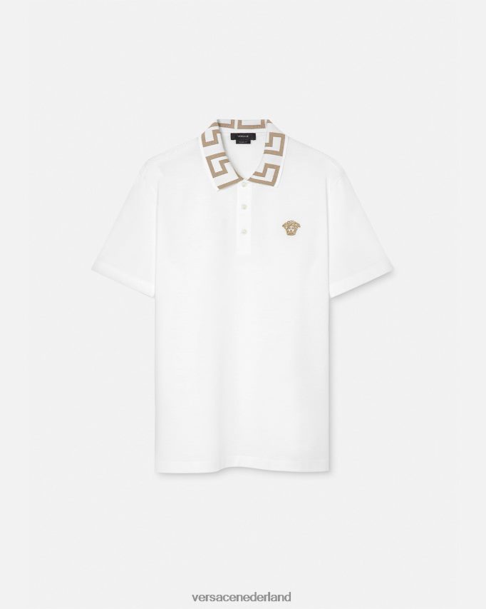 Versace Greca poloshirt met korte mouwen Heren wit kleding J2T4F41376