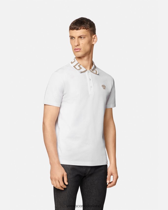 Versace Greca poloshirt met korte mouwen Heren wit kleding J2T4F41376