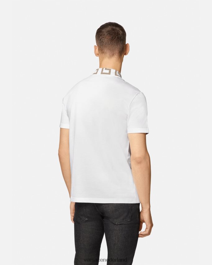Versace Greca poloshirt met korte mouwen Heren wit kleding J2T4F41376