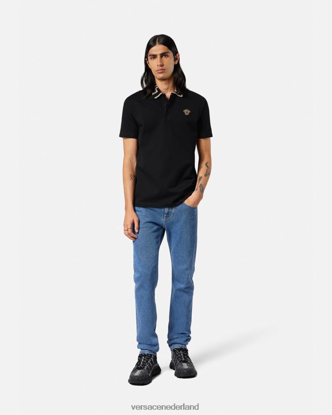 Versace Greca poloshirt met korte mouwen Heren zwart kleding J2T4F41375