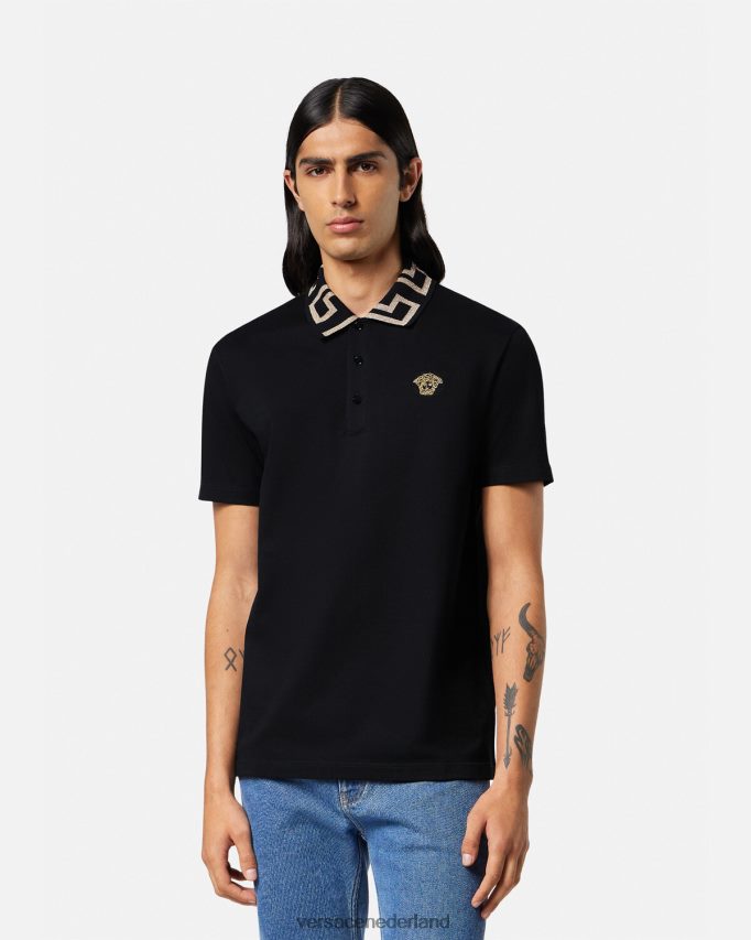 Versace Greca poloshirt met korte mouwen Heren zwart kleding J2T4F41375