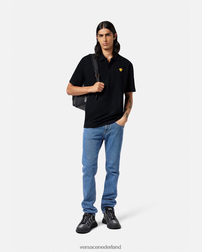 Versace Medusa-poloshirt met korte mouwen Heren zwart kleding J2T4F41373