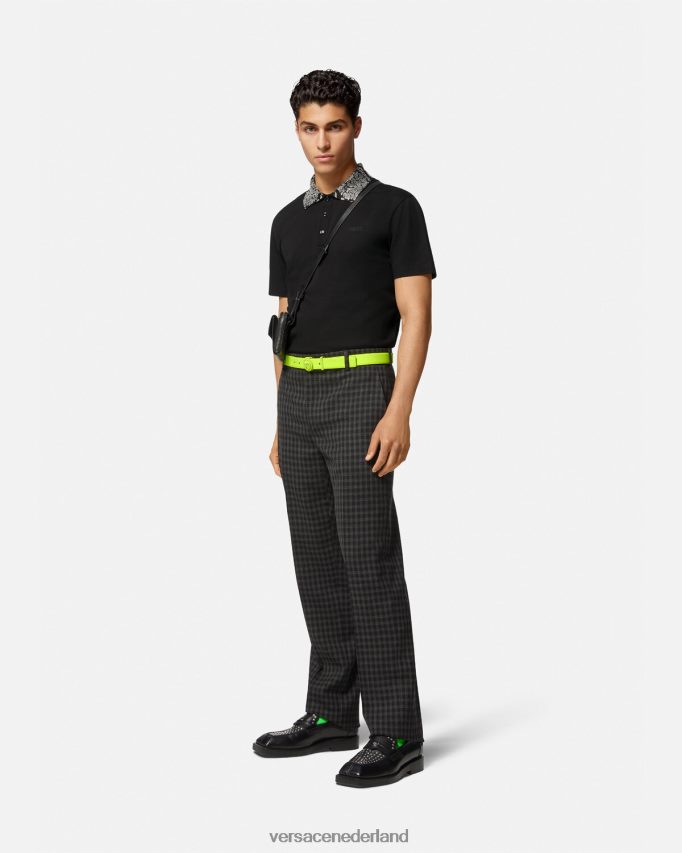 Versace Poloshirt met korte mouwen en studs Heren zwart kleding J2T4F41391