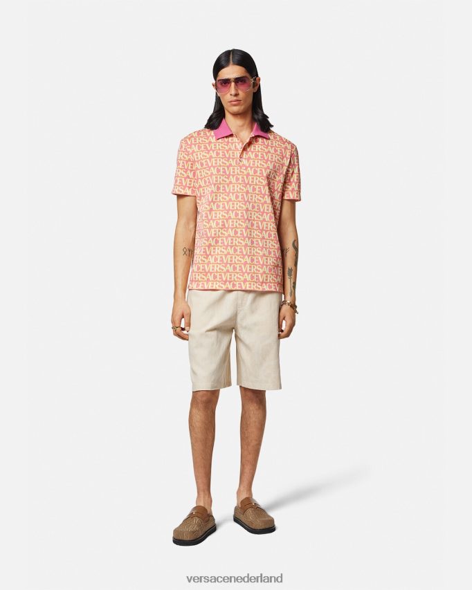 Versace all-over polo met korte mouwen Heren afdrukken kleding J2T4F41356