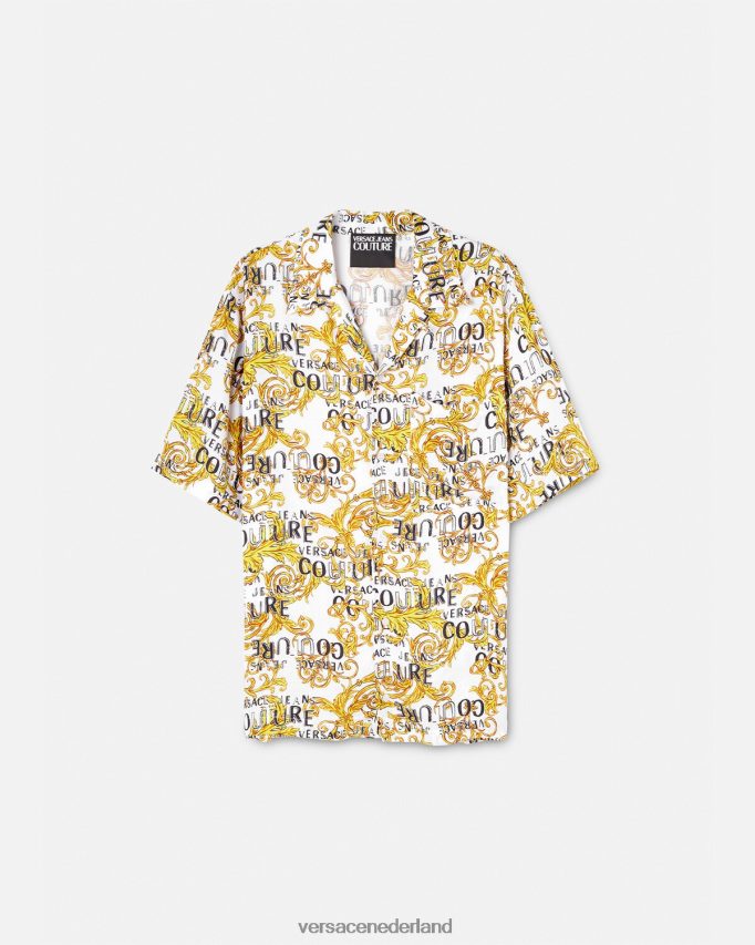 Versace couture-shirt met logo Heren goud en wit kleding J2T4F42396