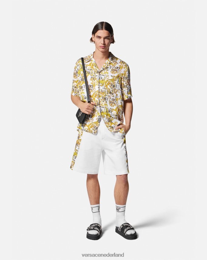 Versace couture-shirt met logo Heren goud en wit kleding J2T4F42396