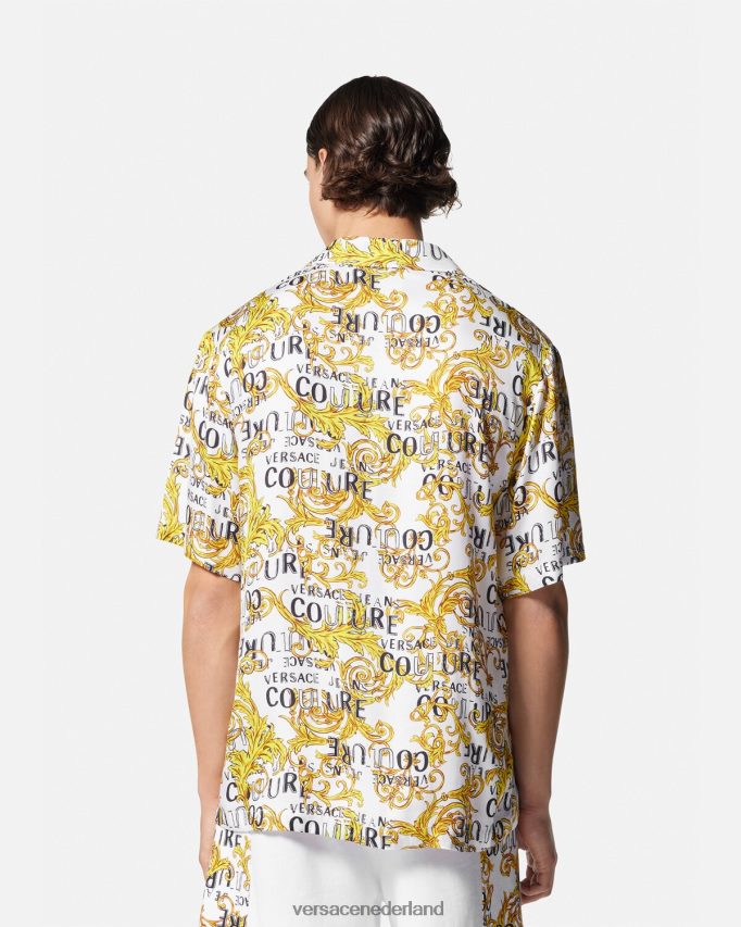 Versace couture-shirt met logo Heren goud en wit kleding J2T4F42396