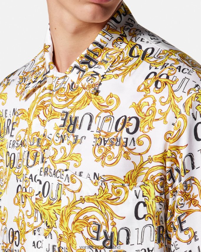 Versace couture-shirt met logo Heren goud en wit kleding J2T4F42396