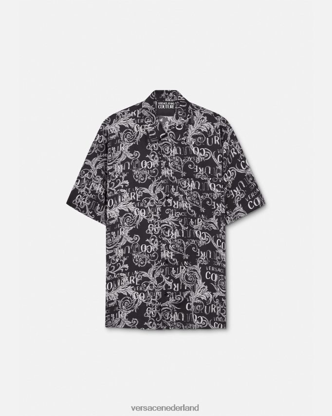 Versace couture-shirt met logo Heren zwart en afdrukken kleding J2T4F42398
