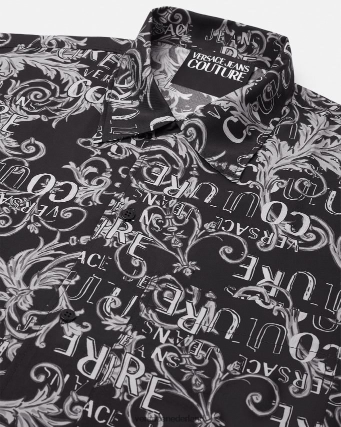 Versace couture-shirt met logo Heren zwart en afdrukken kleding J2T4F42398
