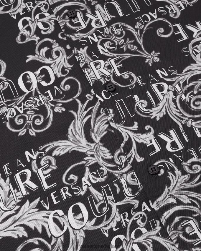 Versace couture-shirt met logo Heren zwart en afdrukken kleding J2T4F42398