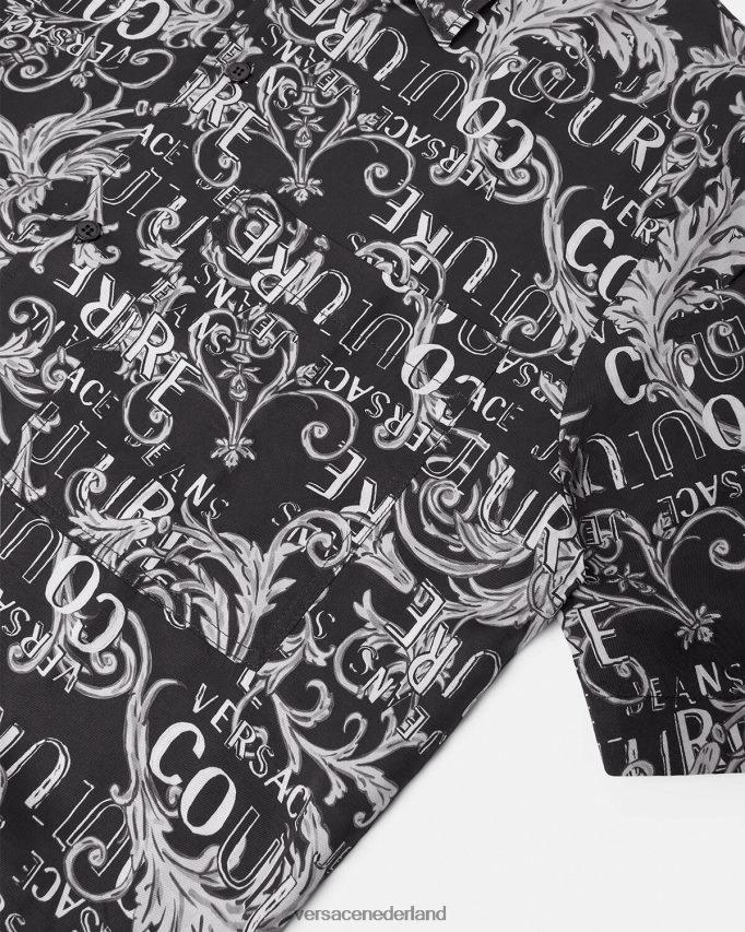 Versace couture-shirt met logo Heren zwart en afdrukken kleding J2T4F42398