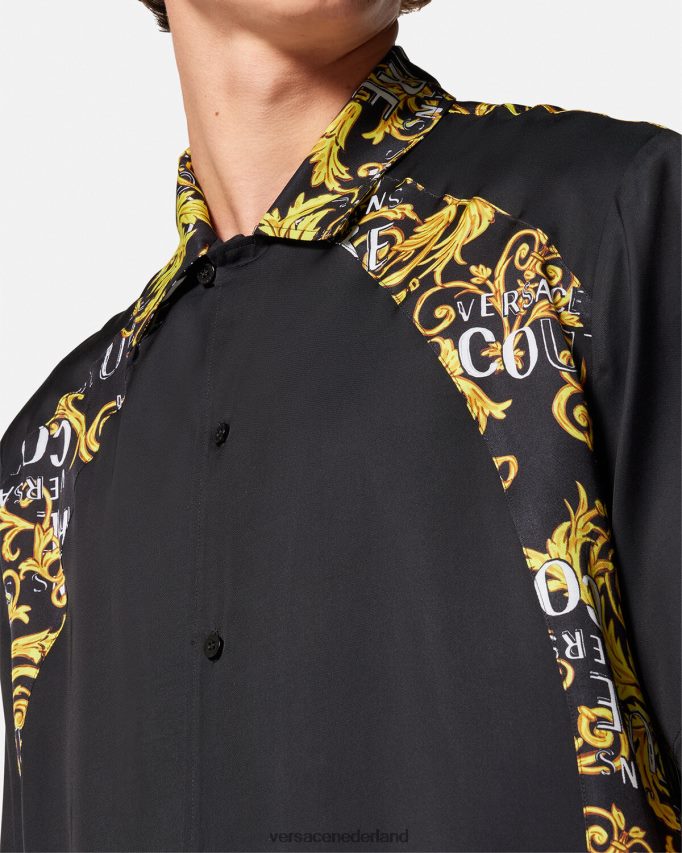 Versace couture-shirt met logo Heren zwart goud kleding J2T4F42395