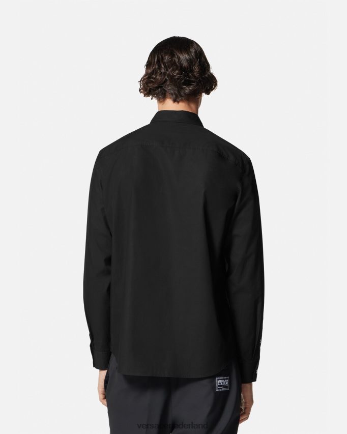 Versace overhemd met v-embleem Heren zwart goud kleding J2T4F42402