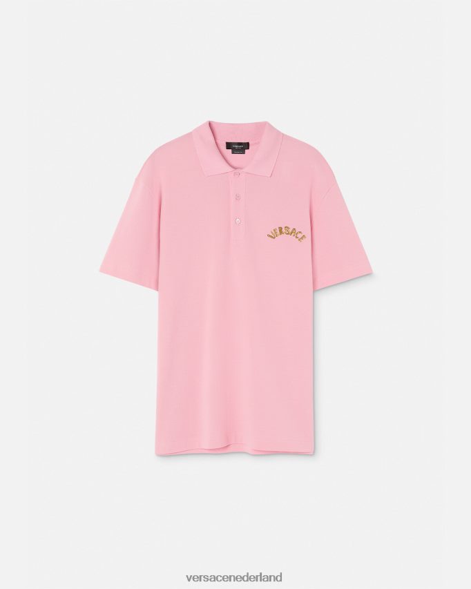 Versace poloshirt met barok logo van zeeschelp Heren roze kleding J2T4F41365