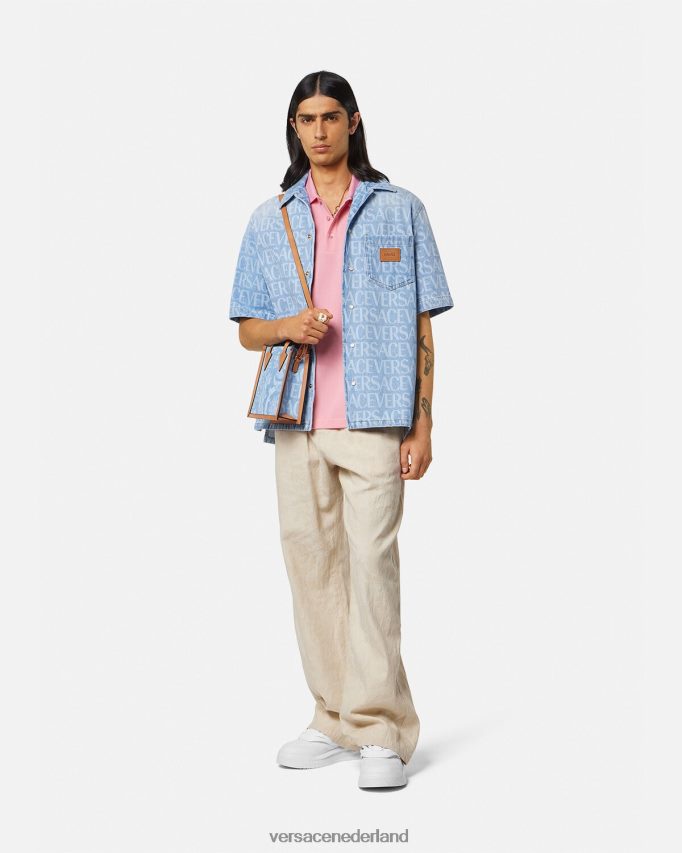 Versace poloshirt met barok logo van zeeschelp Heren roze kleding J2T4F41365