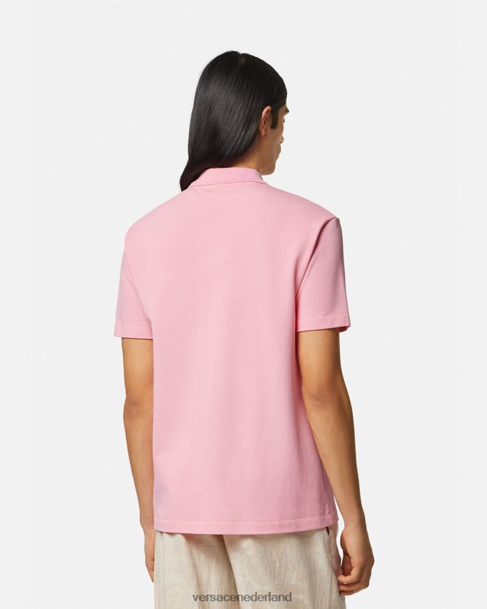 Versace poloshirt met barok logo van zeeschelp Heren roze kleding J2T4F41365