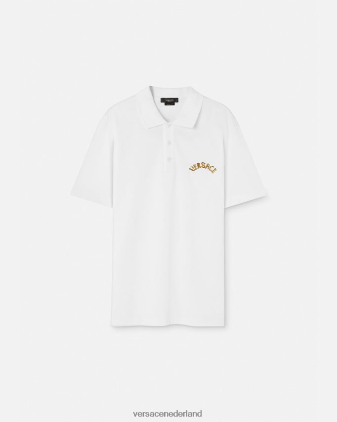 Versace poloshirt met barok logo van zeeschelp Heren wit kleding J2T4F41361