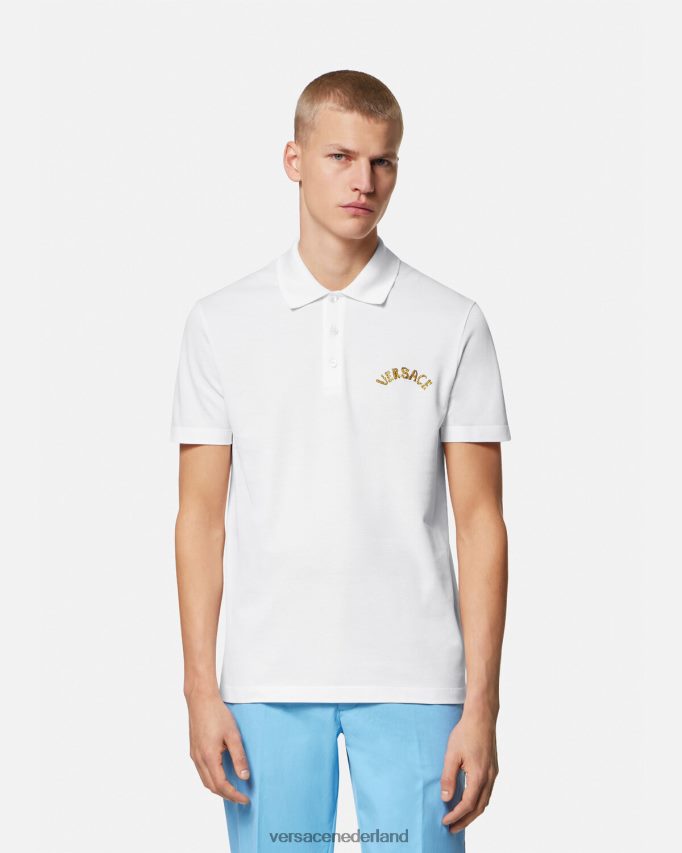 Versace poloshirt met barok logo van zeeschelp Heren wit kleding J2T4F41361