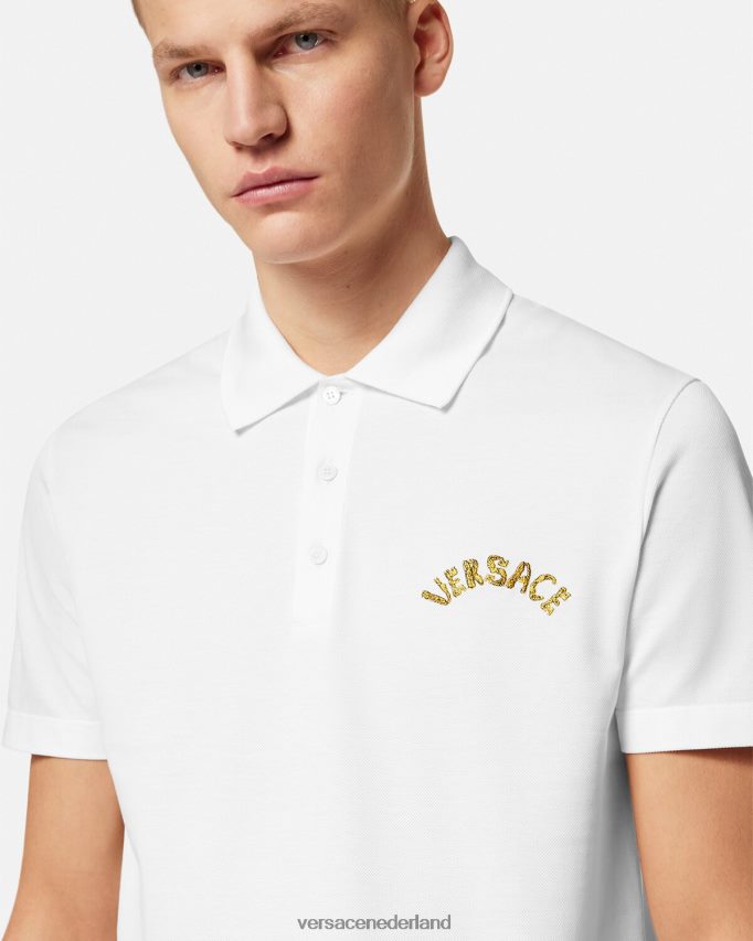 Versace poloshirt met barok logo van zeeschelp Heren wit kleding J2T4F41361